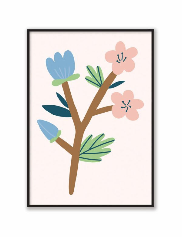 Blue & Pink Flowers Art Print
