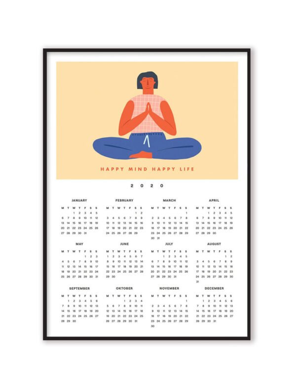 Happy Mind Happy Life 2020 Wall Calendar