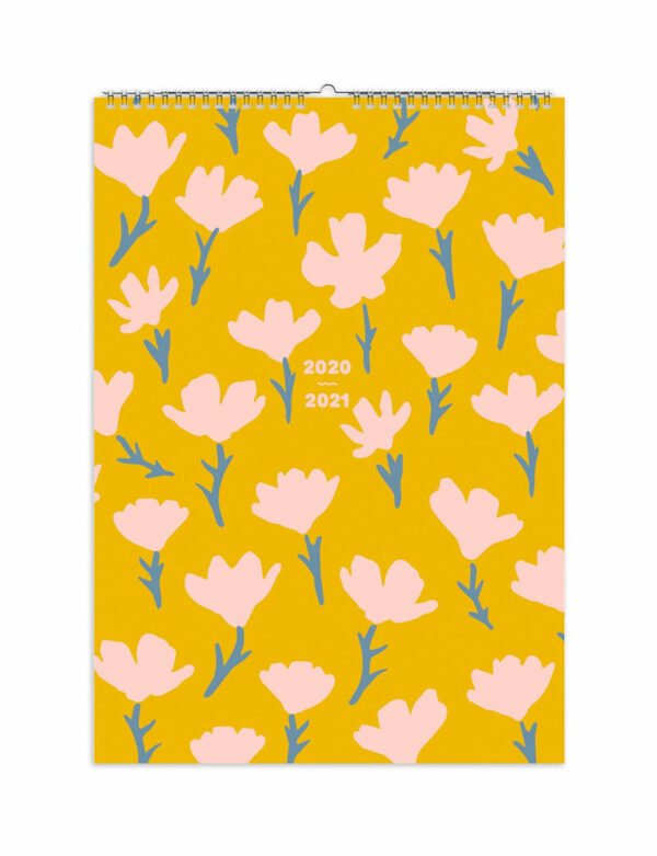 Pink Yellow Floral 2020-2021 Mid-Year Family Calendar