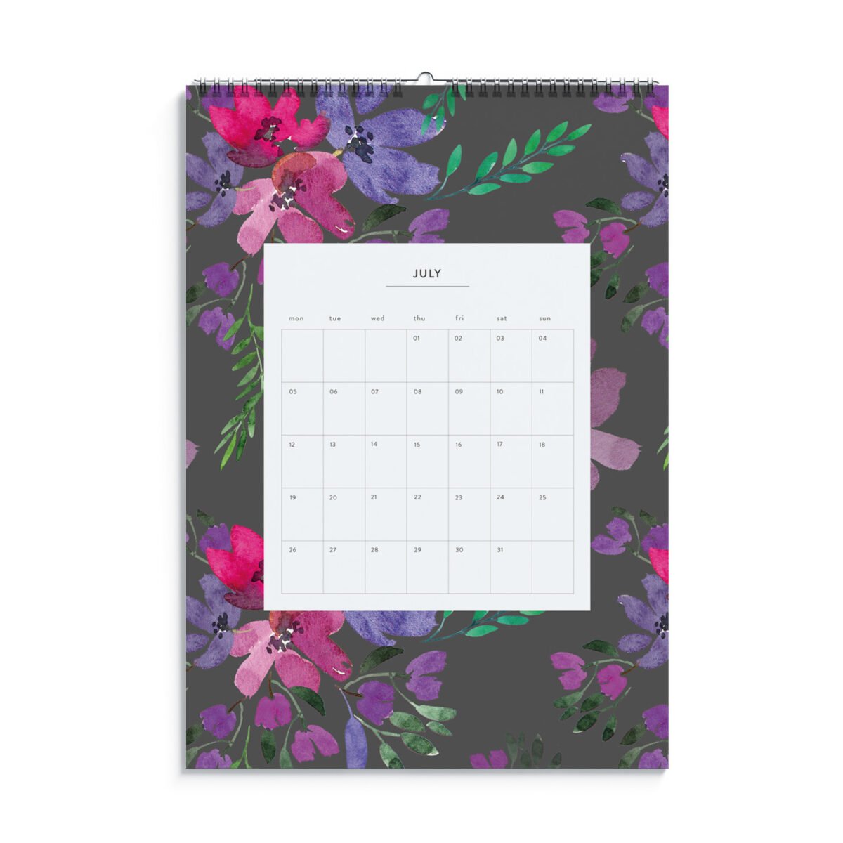 Watercolour Flowers 2021 Monthly Wall Calendar