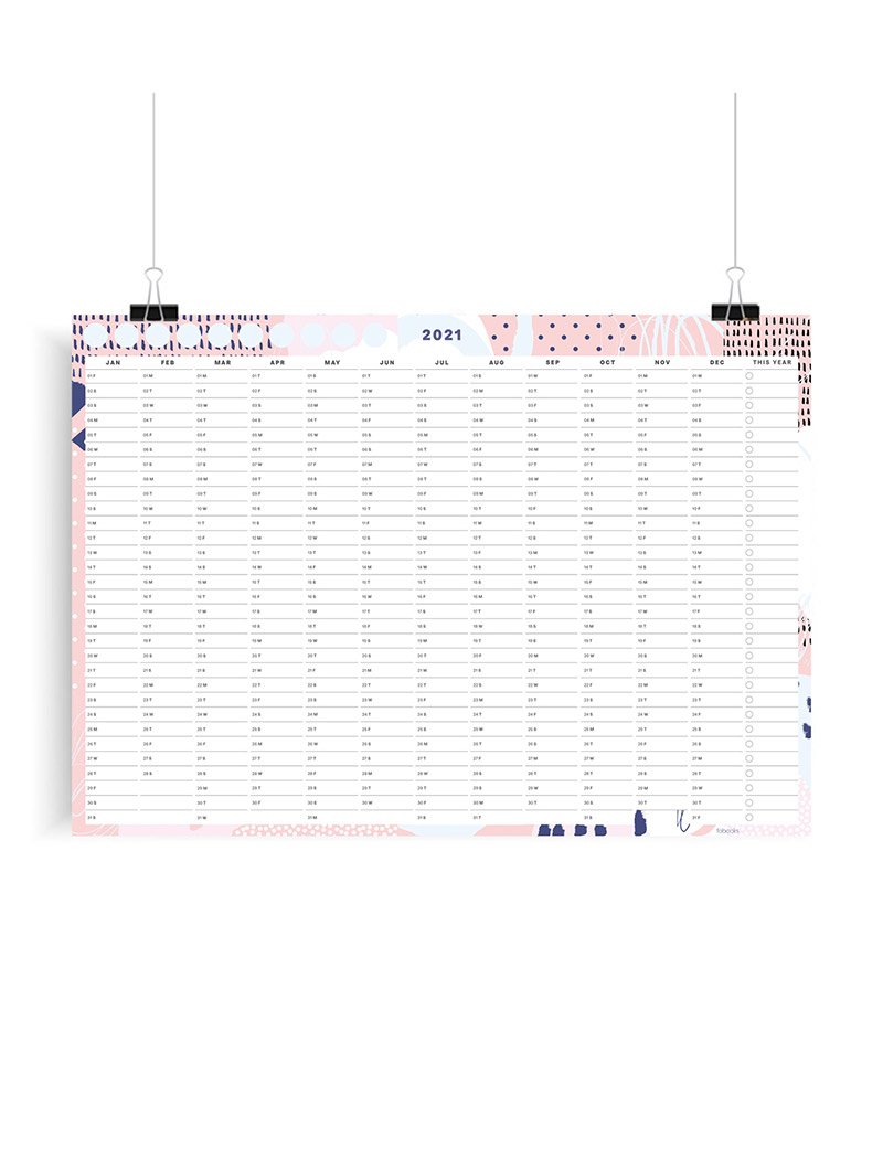 Pink Geometric 2021 Wall Planner, A1 Size Wall Planner, Yearly Calendar, Wall Calendar 2021