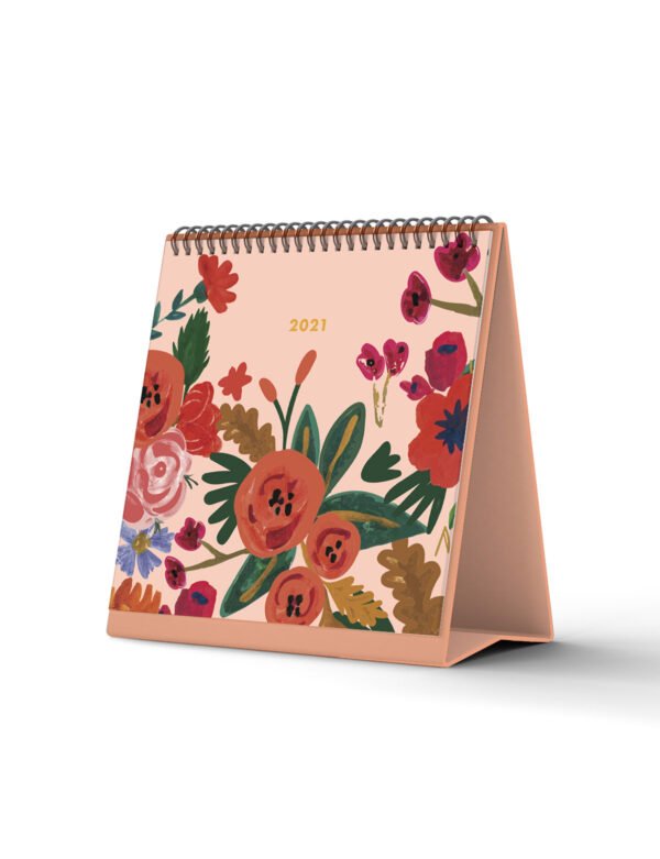 Floral Mini Standing Desktop Calendar 2021