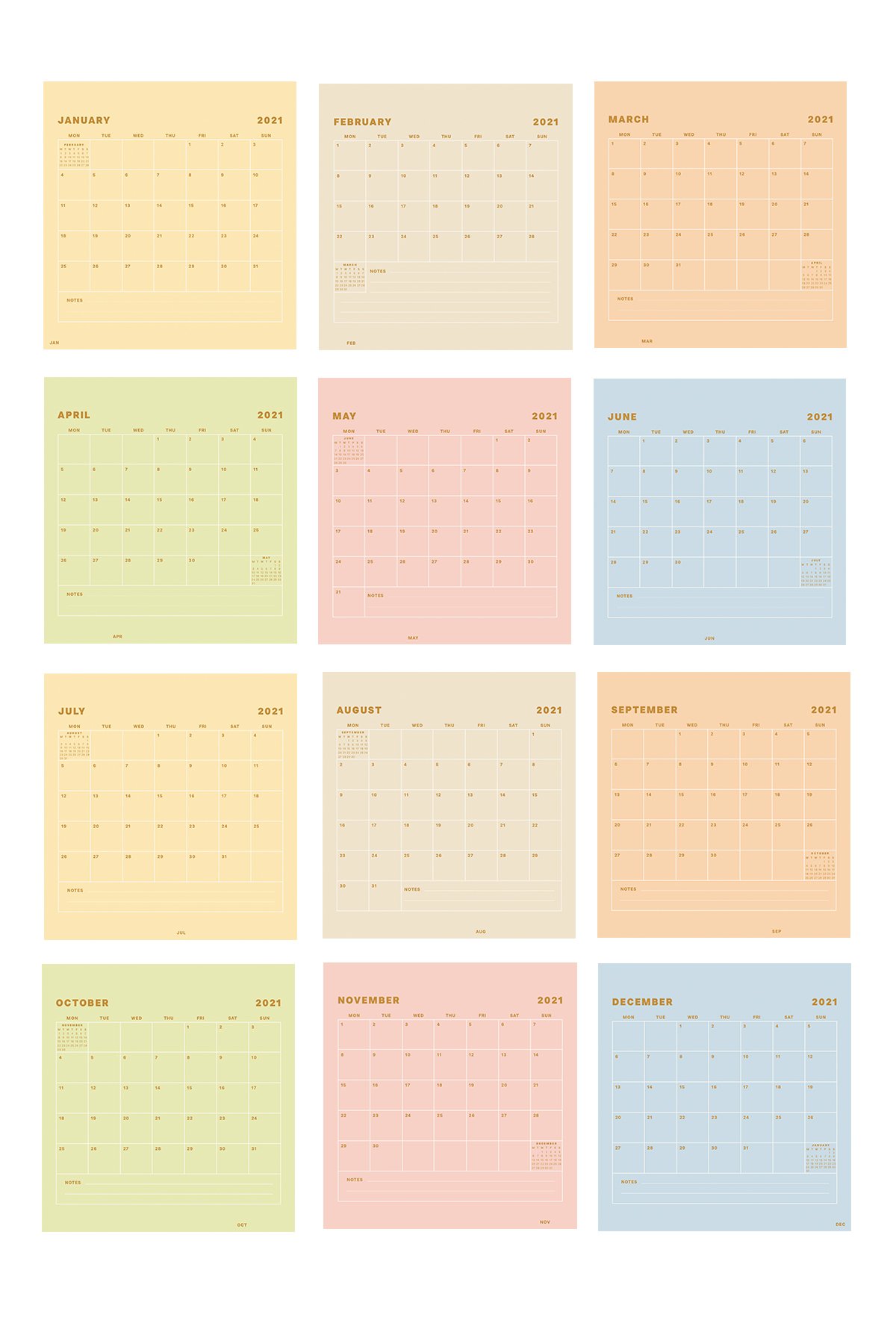 Minimal Standing Desktop Calendar