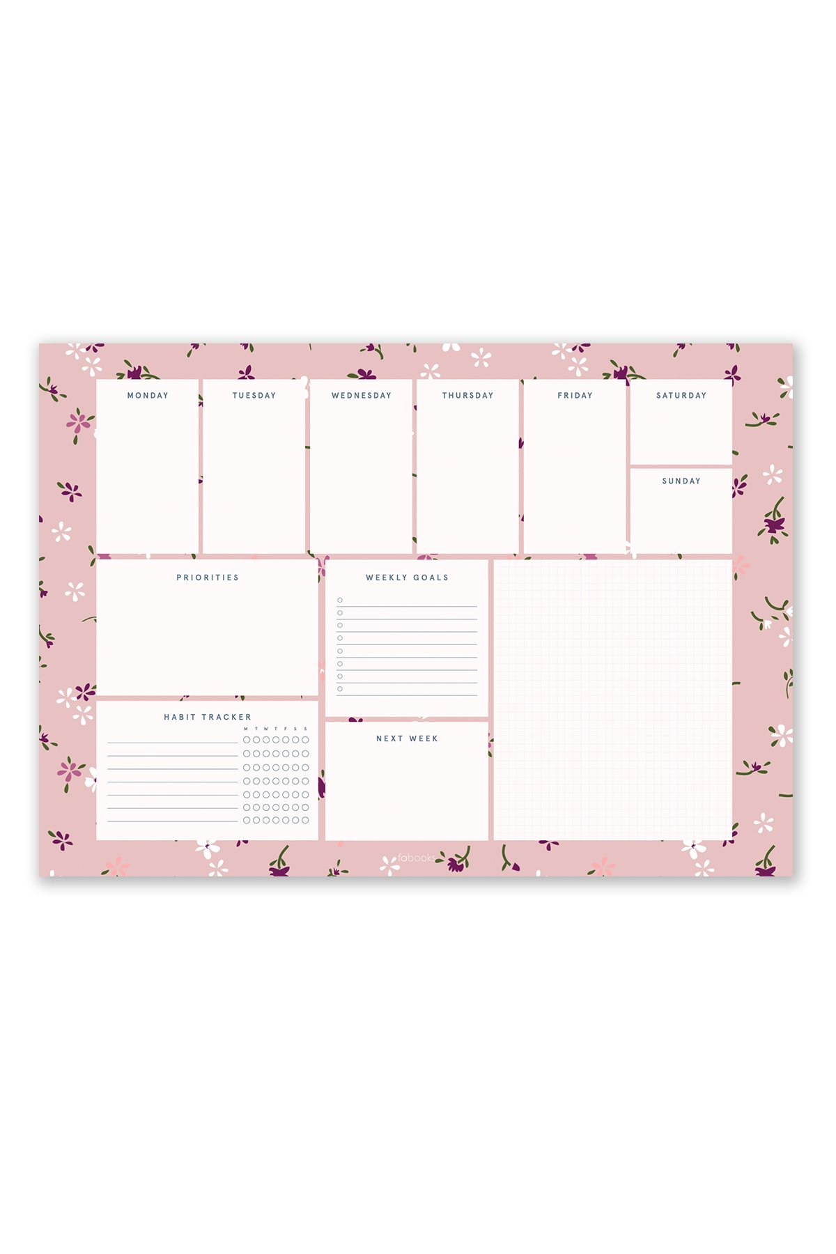 Tiny Flowers Weekly Planner Notepad