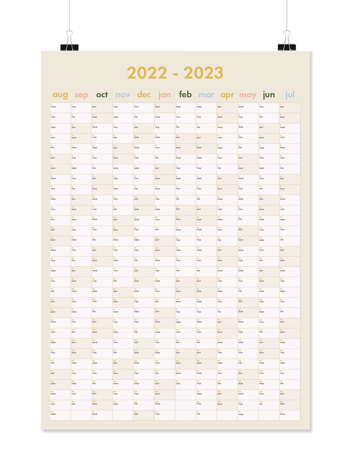 A2 A3 Full Year Wall Planner Calendar Home Office Work JAN DEC 2022 A1 